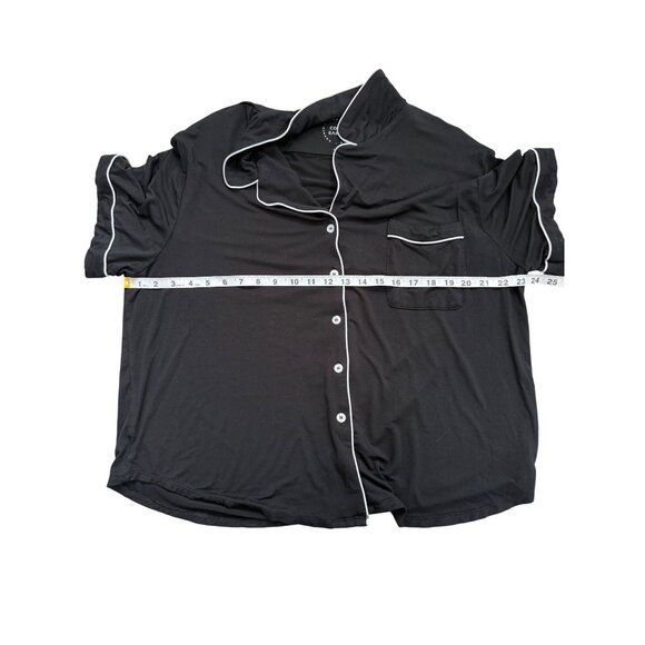 Cozy Earth Womens Black Pajama Top Short Sleeve Button-UP PJ Bamboo Size XL - Picture 6 of 8